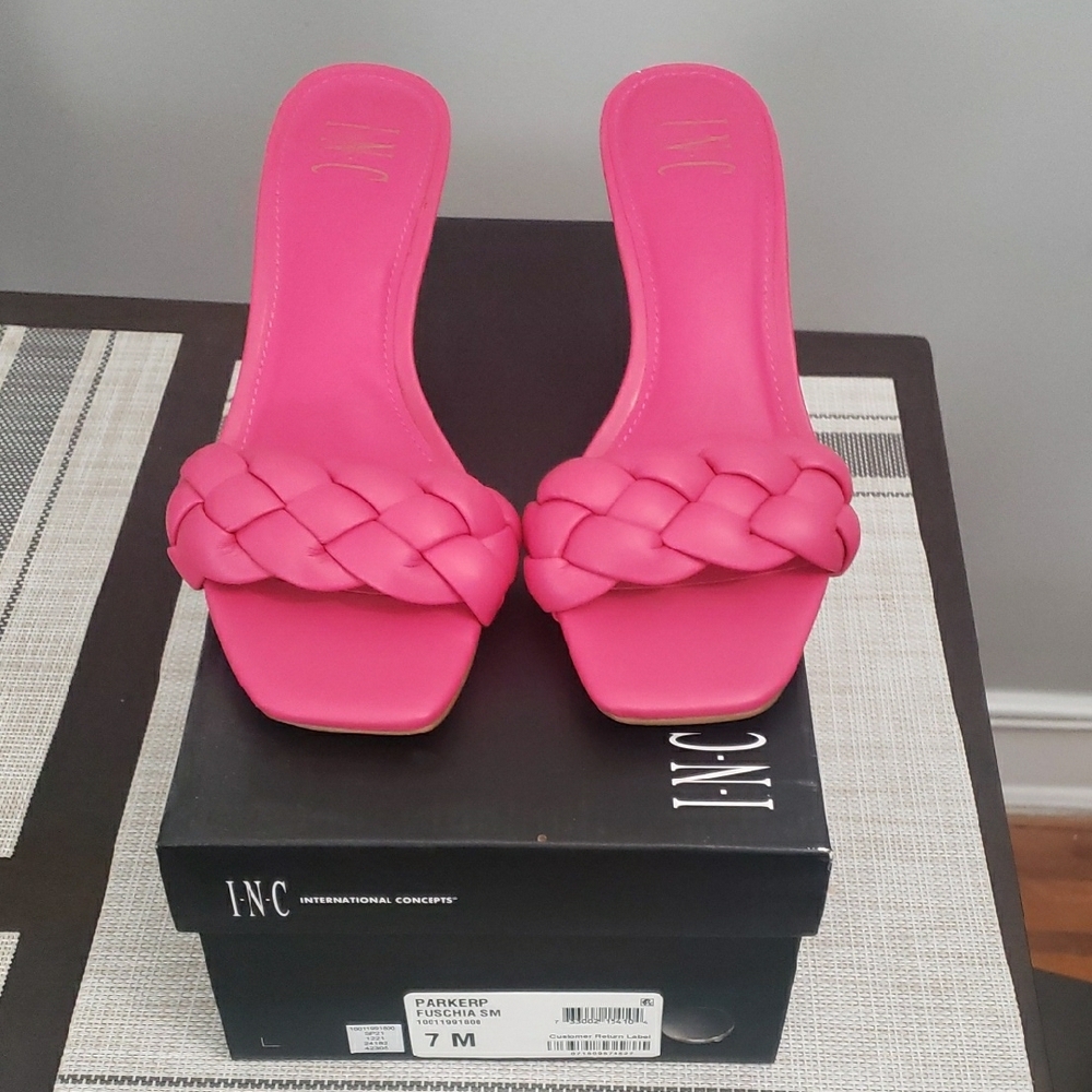 INC International Concepts Pink Braided Mules